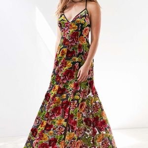 Ecote Lilyhandra Floral Velvet Burnout Maxi Dress